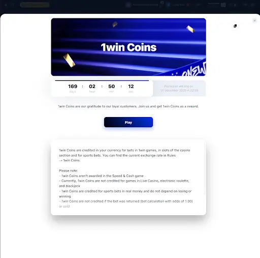 Explanation of 1win Coins rewards